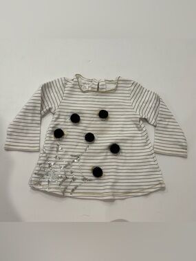 Mud Pie Halloween Spider PomPom Long-Sleeve Top with Gold Trim 12-18Months